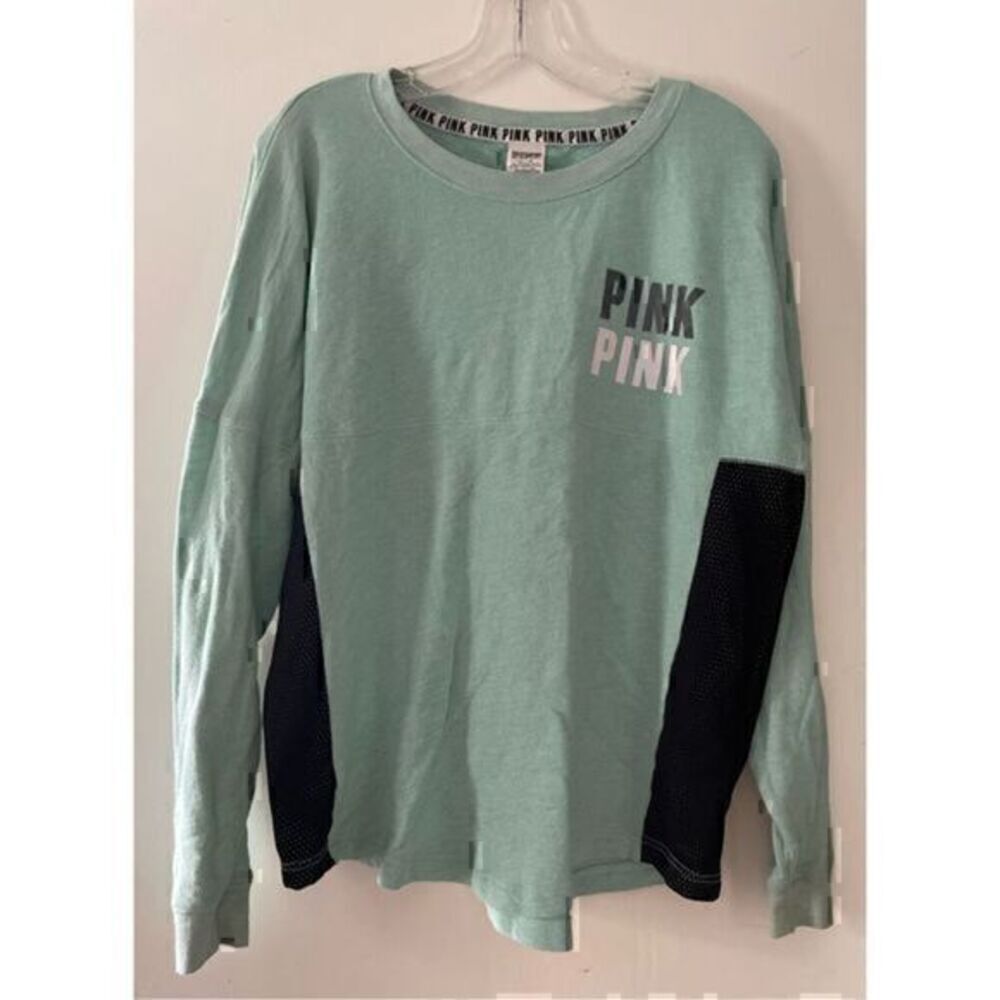 Teal, White & Black long sleeve Tee by Pink from Victoria’s Secret size Medium